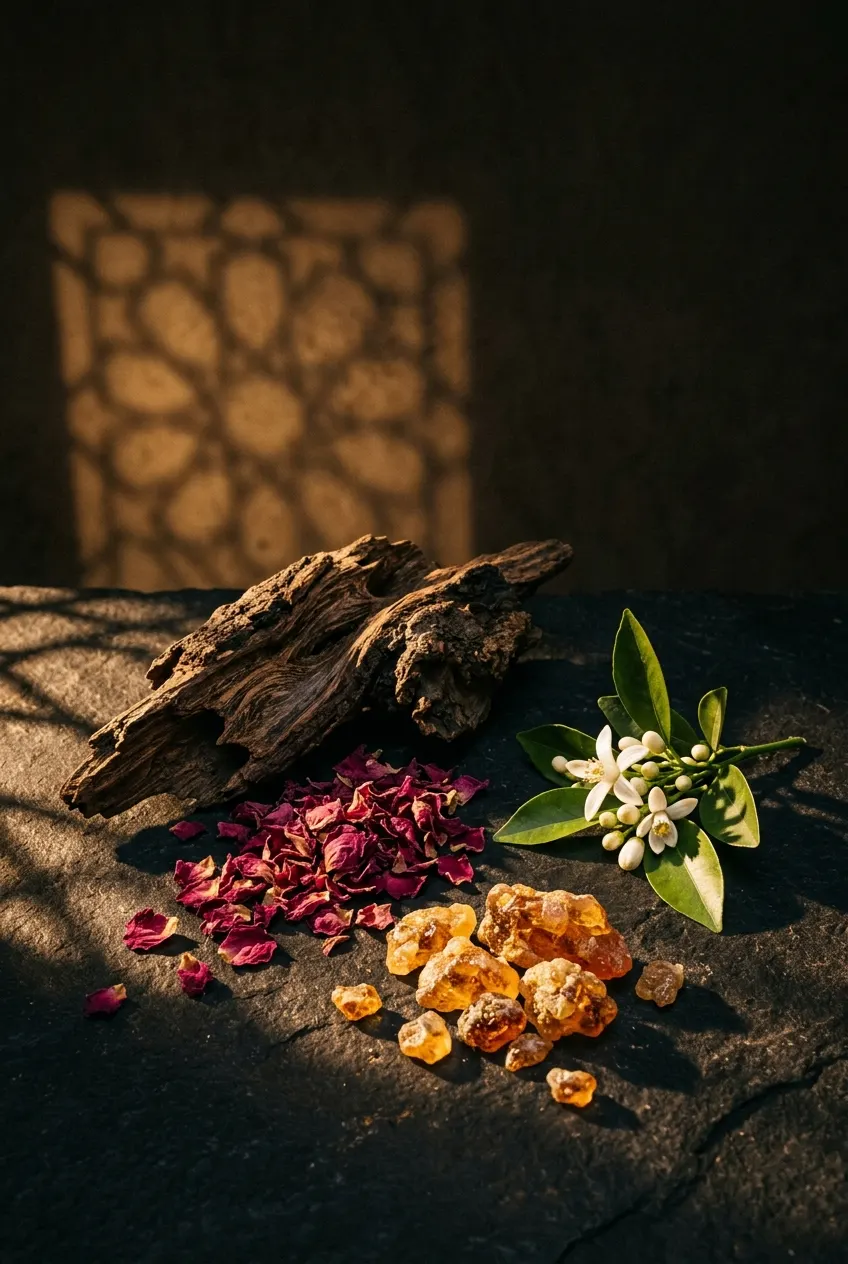 Oud, rose, ambre